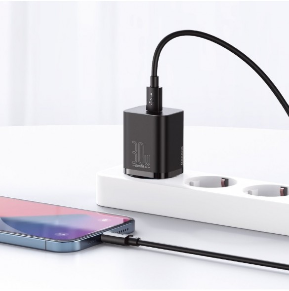 Baseus Super Si 1C snabbladdare USB Typ C 30W Strömförsörjning Snabbladdning svart (CCSUP-J01)