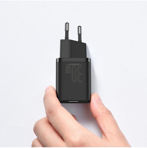 Baseus Super Si 1C snabbladdare USB Typ C 30W Strömförsörjning Snabbladdning svart (CCSUP-J01)