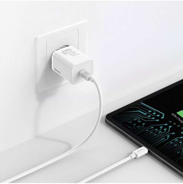 Baseus Super Si 1C snabbladdare USB Typ C 30W Strömförsörjning Snabbladdning vit (CCSUP-J02)