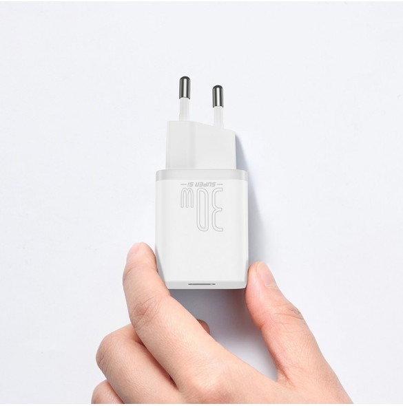 Baseus Super Si 1C snabbladdare USB Typ C 30W Strömförsörjning Snabbladdning vit (CCSUP-J02)
