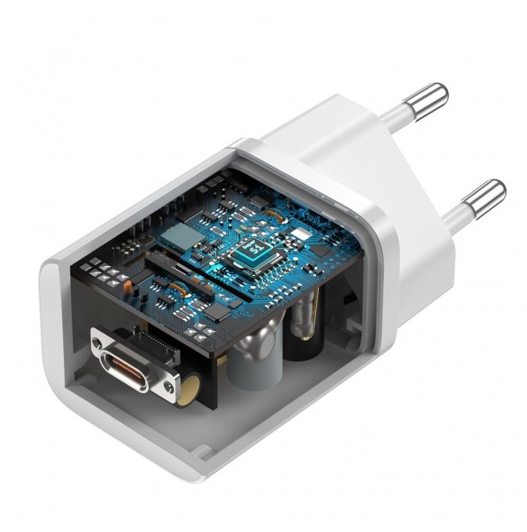 Baseus Super Si 1C snabb väggladdare USB Typ C 25W Power Delivery Quick Charge vit (CCSP020102)