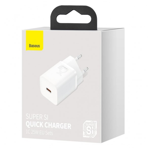 Baseus Super Si 1C snabb väggladdare USB Typ C 25W Power Delivery Quick Charge vit (CCSP020102)