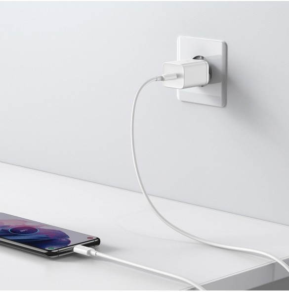 Baseus Super Si 1C snabb väggladdare USB Typ C 25W Power Delivery Quick Charge vit (CCSP020102)