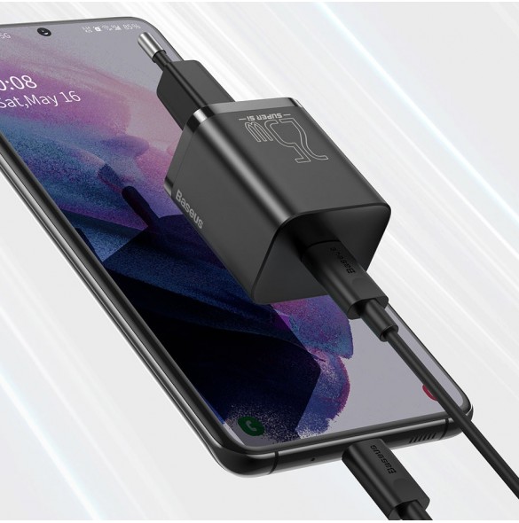 Baseus Super Si 1C snabb väggladdare USB Typ C 25W Power Delivery Quick Charge vit (CCSP020102)