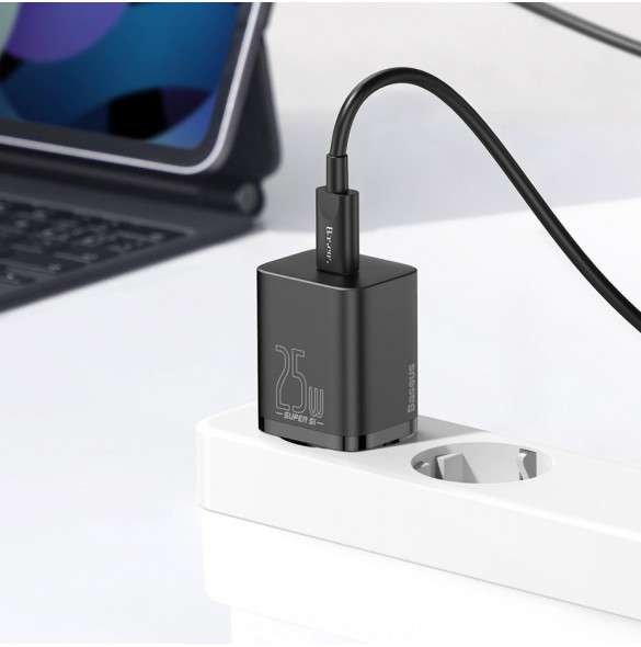 Baseus Super Si 1C snabb väggladdare USB Typ C 25W Power Delivery Quick Charge vit (CCSP020102)