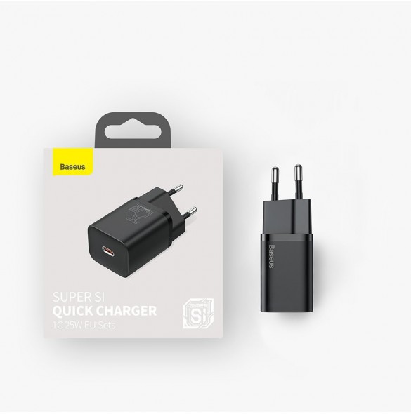 Baseus Super Si 1C snabb väggladdare USB Typ C 25W Power Delivery Quick Charge vit (CCSP020102)