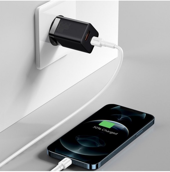 Baseus Super Si Pro snabbladdare USB / USB Typ C 30W Strömförsörjning Snabbladdning svart (CCSUPP-E01)