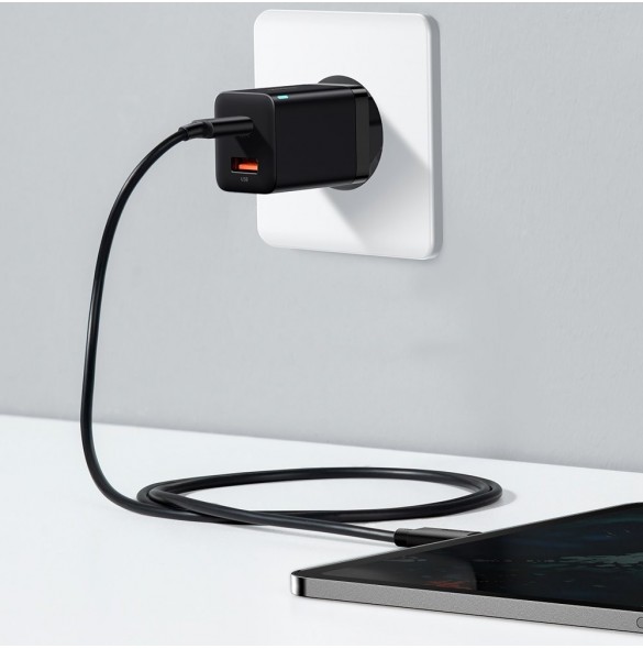 Baseus Super Si Pro snabbladdare USB / USB Typ C 30W Strömförsörjning Snabbladdning svart (CCSUPP-E01)