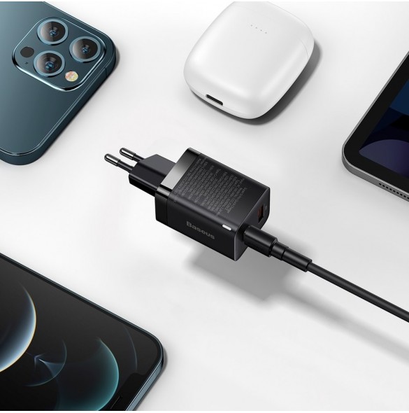 Baseus Super Si Pro snabbladdare USB / USB Typ C 30W Strömförsörjning Snabbladdning svart (CCSUPP-E01)