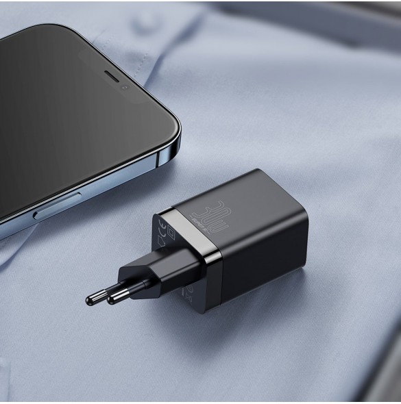 Baseus Super Si Pro snabbladdare USB / USB Typ C 30W Strömförsörjning Snabbladdning svart (CCSUPP-E01)