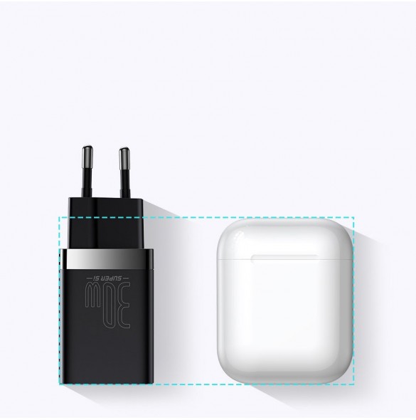 Baseus Super Si Pro snabbladdare USB / USB Typ C 30W Strömförsörjning Snabbladdning svart (CCSUPP-E01)