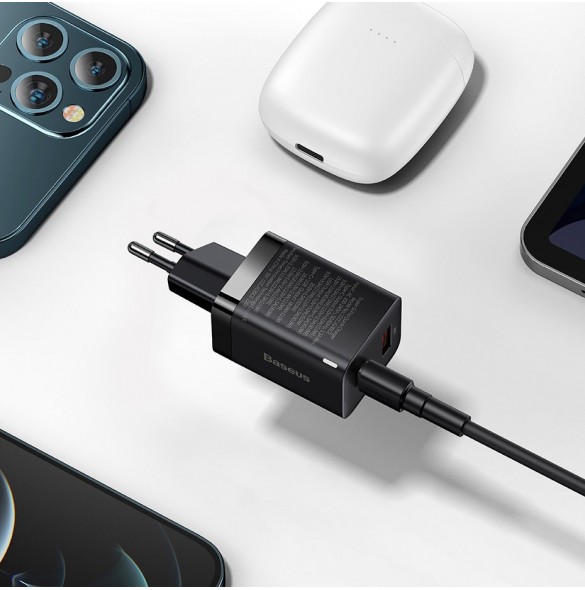 Baseus Super Si Pro snabbladdare USB / USB Typ C 30W Strömförsörjning Snabbladdning svart (CCSUPP-E01)