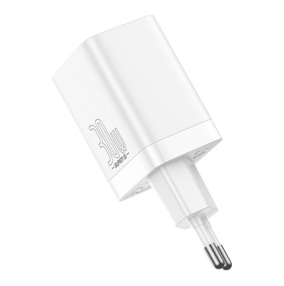Baseus Super Si Pro USB / USB Typ C Snabbladdare 30W Strömförsörjning Snabbladdning vit (CCSUPP-E02)