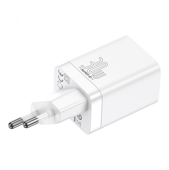 Baseus Super Si Pro USB / USB Typ C Snabbladdare 30W Strömförsörjning Snabbladdning vit (CCSUPP-E02)