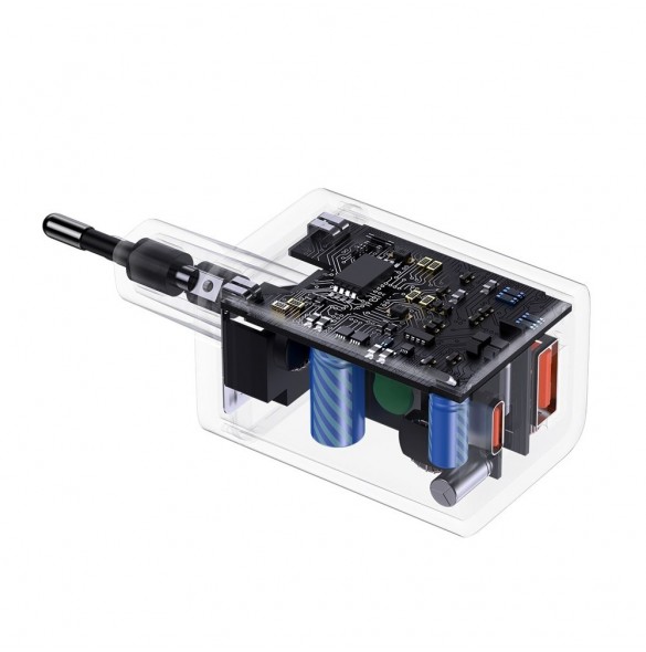 Baseus Super Si Pro USB / USB Typ C Snabbladdare 30W Strömförsörjning Snabbladdning vit (CCSUPP-E02)