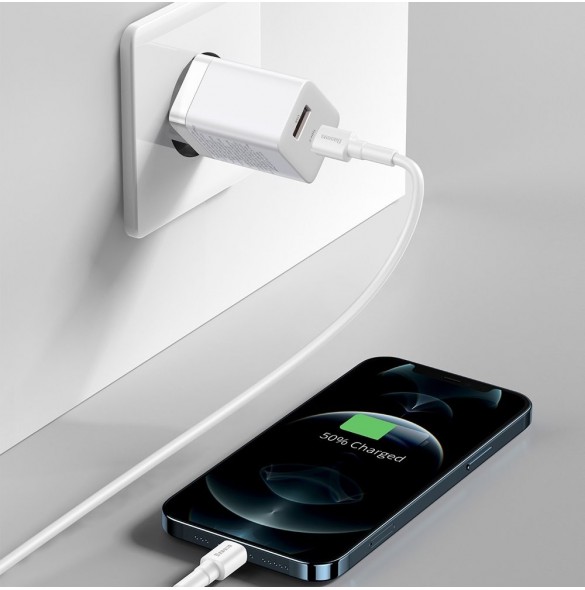 Baseus Super Si Pro USB / USB Typ C Snabbladdare 30W Strömförsörjning Snabbladdning vit (CCSUPP-E02)