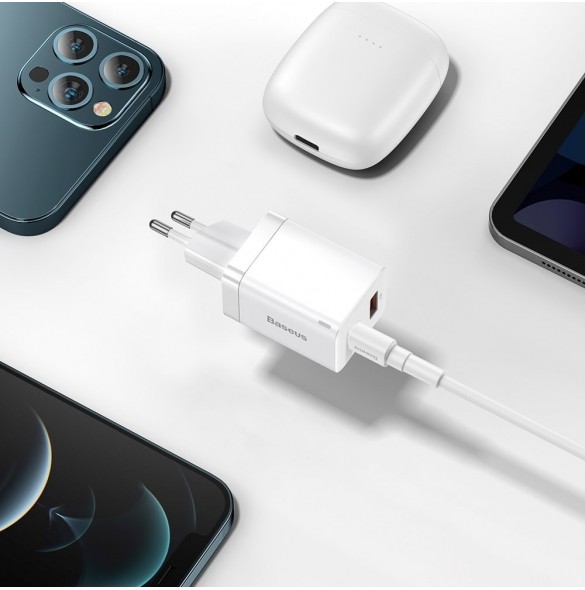 Baseus Super Si Pro USB / USB Typ C Snabbladdare 30W Strömförsörjning Snabbladdning vit (CCSUPP-E02)