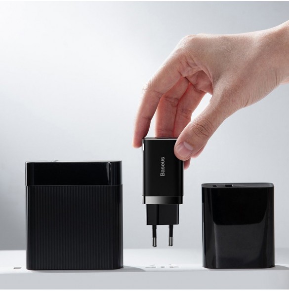 Baseus Super Si Pro USB / USB Typ C Snabbladdare 30W Strömförsörjning Snabbladdning vit (CCSUPP-E02)