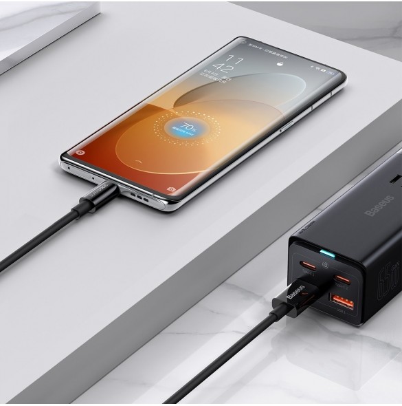 Baseus Superior Series SUPERVOOC USB-A till USB-C-kabel 65W 1m svart