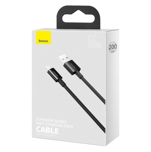 Baseus Superior USB-kabel - USB Typ C 66 W (11 V / 6 A) Huawei SuperCharge SCP 2 m svart (CATYS-A01)