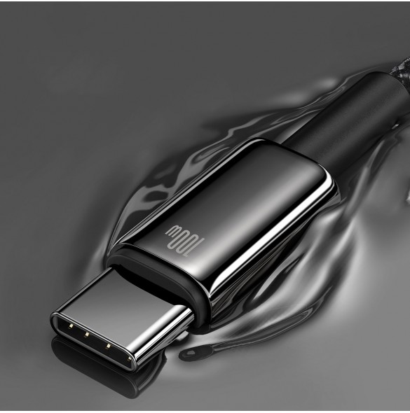 Baseus Tungsten Gold-kabel USB-A - USB-C 480Mb/s 100W 1m svart (CAWJ000001)