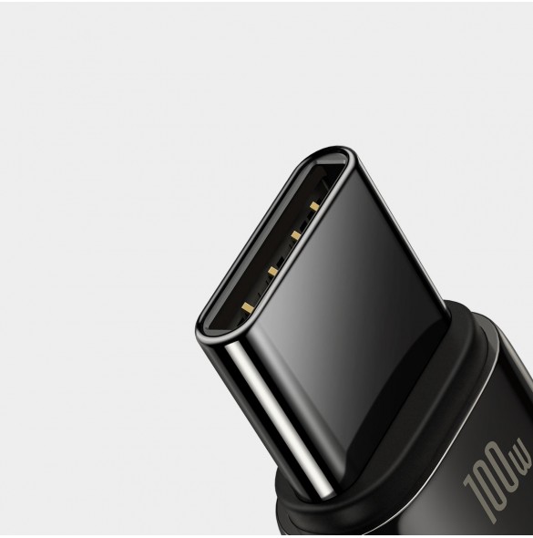 Baseus Tungsten Gold-kabel USB-A - USB-C 480Mb/s 100W 1m svart (CAWJ000001)