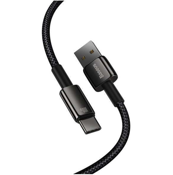Baseus Tungsten Gold-kabel USB-A - USB-C 480Mb/s 100W 1m svart (CAWJ000001)
