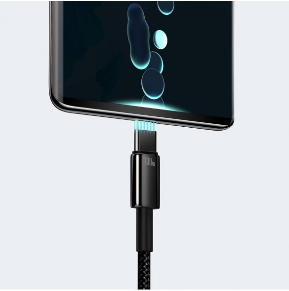 Baseus Tungsten Gold-kabel USB-A - USB-C 480Mb/s 100W 2m svart (CAWJ000101)
