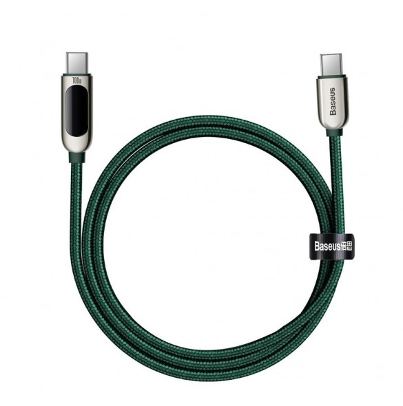 Baseus USB Typ C - USB Typ C-kabel 100 W (20 V / 5 A) 1 m Strömförsörjning med skärm effektmätare grön (CATSK-B06)