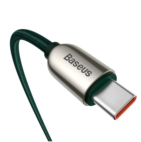 Baseus USB Typ C - USB Typ C-kabel 100 W (20 V / 5 A) 1 m Strömförsörjning med skärm effektmätare grön (CATSK-B06)