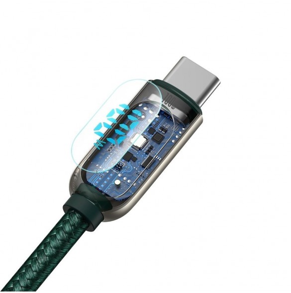 Baseus USB Typ C - USB Typ C-kabel 100 W (20 V / 5 A) 1 m Strömförsörjning med skärm effektmätare grön (CATSK-B06)