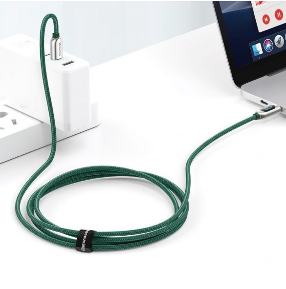 Baseus USB Typ C - USB Typ C-kabel 100 W (20 V / 5 A) 1 m Strömförsörjning med skärm effektmätare grön (CATSK-B06)