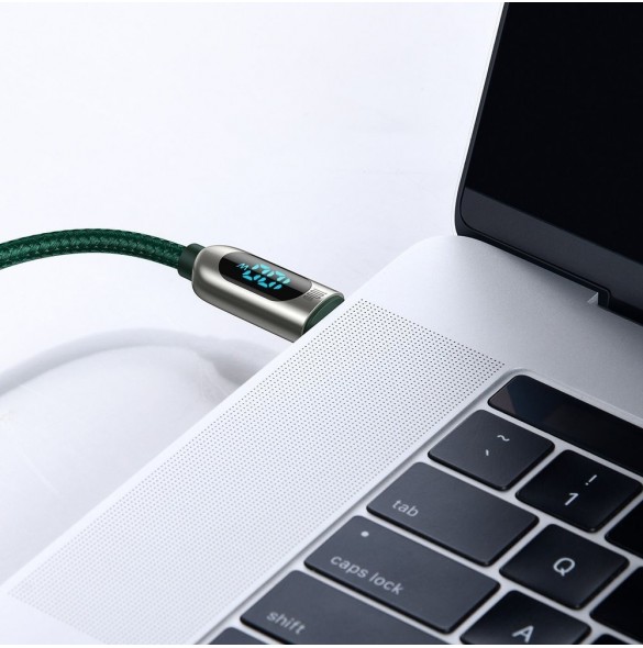 Baseus USB Typ C - USB Typ C-kabel 100 W (20 V / 5 A) 1 m Strömförsörjning med skärm effektmätare grön (CATSK-B06)