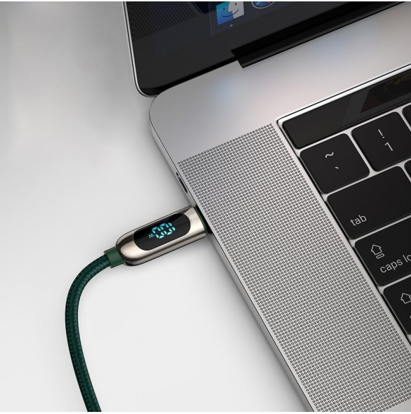 Baseus USB Typ C - USB Typ C-kabel 100 W (20 V / 5 A) 1 m Strömförsörjning med skärm effektmätare grön (CATSK-B06)