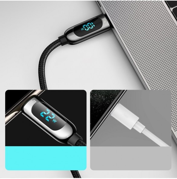 Baseus USB Typ C - USB Typ C-kabel 100 W (20 V / 5 A) 1 m Strömförsörjning med skärm effektmätare grön (CATSK-B06)