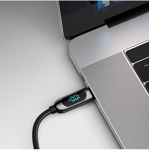 Baseus USB Type C-kabel - USB Type C 100W (20V / 5A) Strömförsörjning med skärmeffektmätare 2m svart (CATSK-C01)