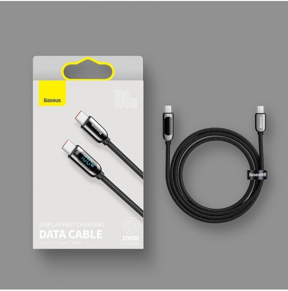 Baseus USB Type C-kabel - USB Type C 100W (20V / 5A) Strömförsörjning med skärmeffektmätare 2m svart (CATSK-C01)