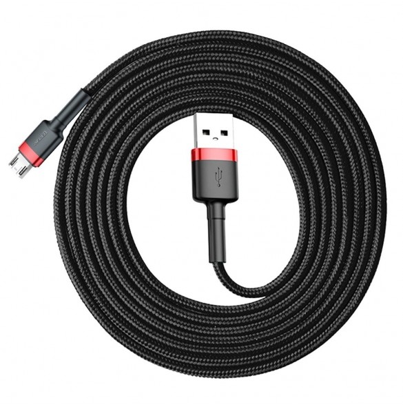 Baseus Cafule Kabel slitstark nylonkabel USB / micro USB 1.5A 2M svart-röd (CAMKLF-C91)