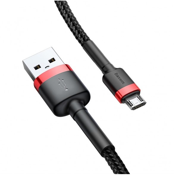 Baseus Cafule Kabel slitstark nylonkabel USB / micro USB 1.5A 2M svart-röd (CAMKLF-C91)
