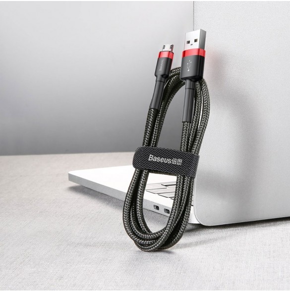 Baseus Cafule Kabel slitstark nylonkabel USB / micro USB 1.5A 2M svart-röd (CAMKLF-C91)