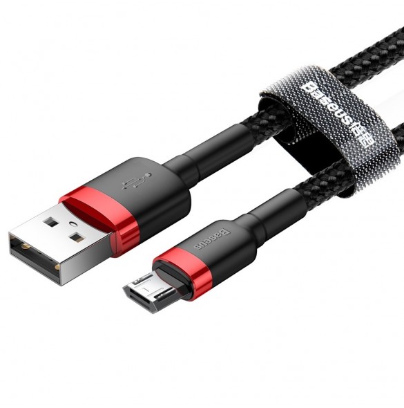 Baseus Cafule Kabel slitstark nylonkabel USB / micro USB 1.5A 2M svart-röd (CAMKLF-C91)