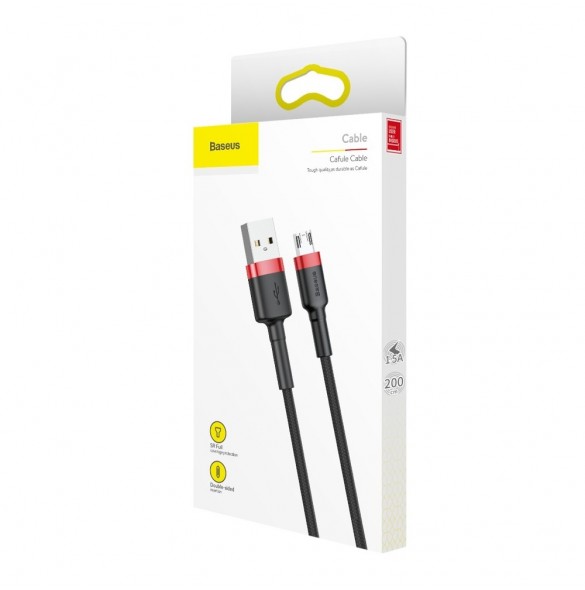 Baseus Cafule Kabel slitstark nylonkabel USB / micro USB 1.5A 2M svart-röd (CAMKLF-C91)
