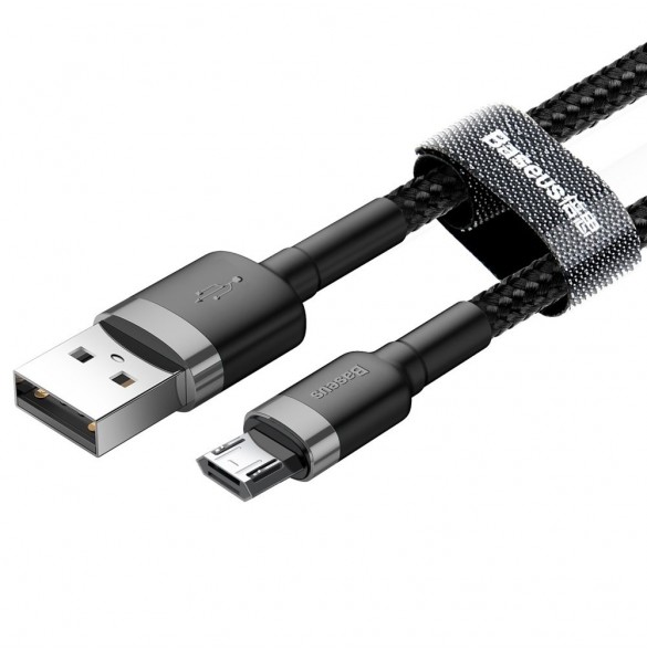 Baseus Cafule Kabel slitstark nylonkabel USB / micro USB 2A 3M svart-grå (CAMKLF-HG1)