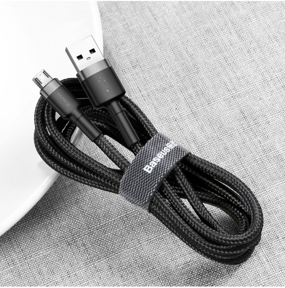 Baseus Cafule Kabel slitstark nylonkabel USB / micro USB 2A 3M svart-grå (CAMKLF-HG1)