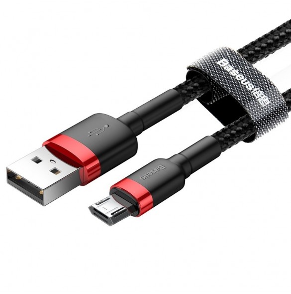 Baseus Cafule Kabel slitstark nylonkabel USB / micro USB 2A 3M svart-röd (CAMKLF-H91)
