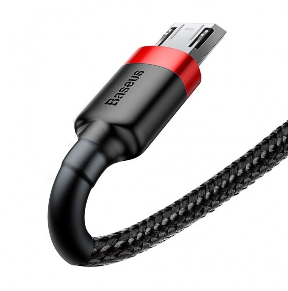 Baseus Cafule Kabel slitstark nylonkabel USB / micro USB 2A 3M svart-röd (CAMKLF-H91)