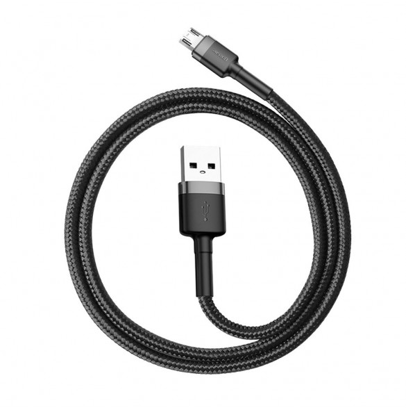 Baseus Cafule Kabel slitstark nylonkabel USB / micro USB QC3.0 2.4A 0.5M svart-grå (CAMKLF-AG1)