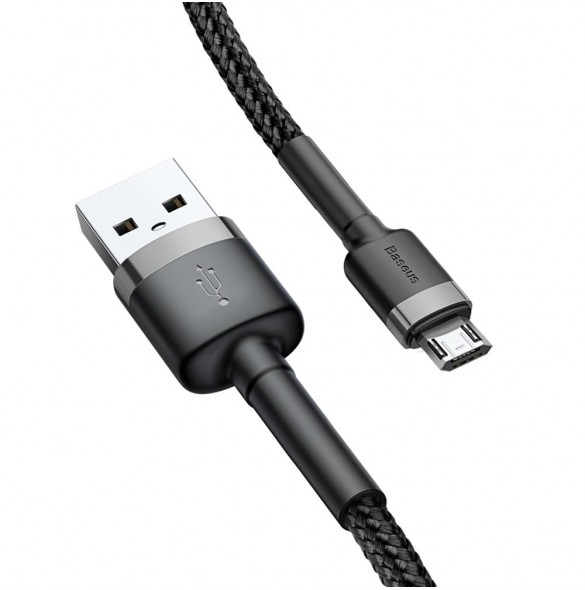 Baseus Cafule Kabel slitstark nylonkabel USB / micro USB QC3.0 2.4A 0.5M svart-grå (CAMKLF-AG1)