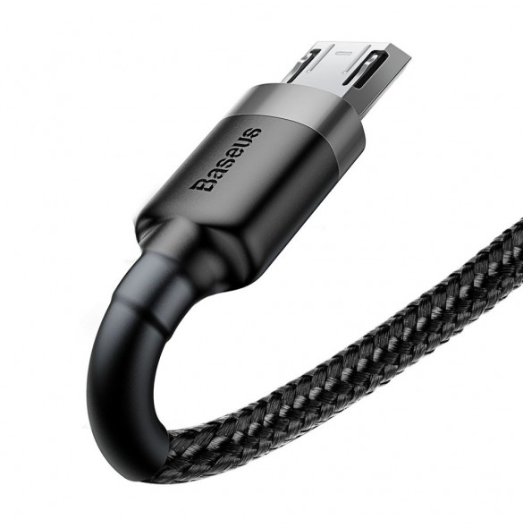 Baseus Cafule Kabel slitstark nylonkabel USB / micro USB QC3.0 2.4A 0.5M svart-grå (CAMKLF-AG1)