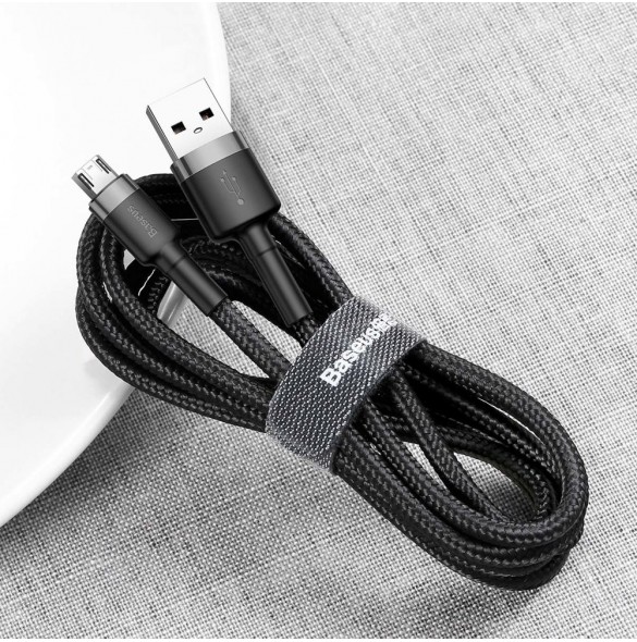 Baseus Cafule Kabel slitstark nylonkabel USB / micro USB QC3.0 2.4A 0.5M svart-grå (CAMKLF-AG1)
